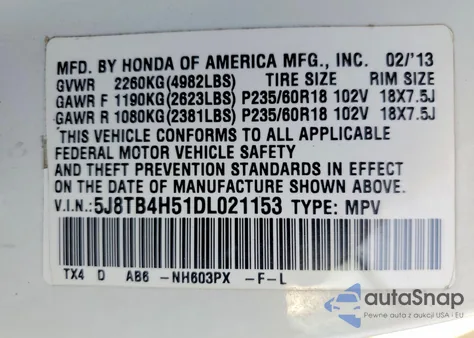 2013 Acura Rdx Technology из США, поврежденный, VIN 5J8TB4H51DL021153